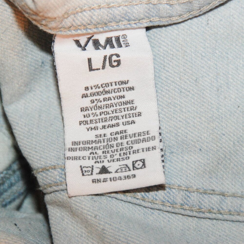 YMI Women's Novelty Wash Faded Jean Denim Moto Jacket NWT Larg - Picture 5 of 7